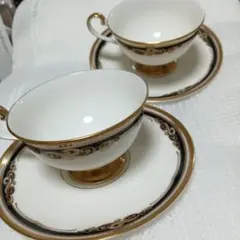 【ナルミボーンチャイナ】陶器 カップ・ソーサー 2個セット