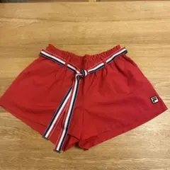 FILA 赤 ショートパンツ ウエストリボン付き