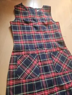 ノースリーブ 膝丈 チェック柄 ワンピース