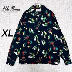 『希少』　アロハブロッサム　KING&QUEEN別注　アロハ　総柄　黒　【XL】のサムネイル