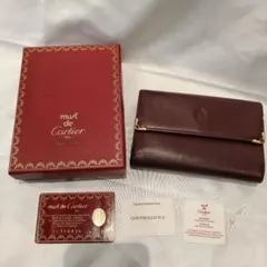 Cartier バーガンディ レザー 名刺入れ - メルカリ