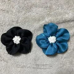 花型ヘアクリップ2個セット ブラック ブルー　おまとめ　アレンジ