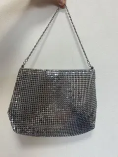 シルバー メタルスパンコール クラッチバッグ