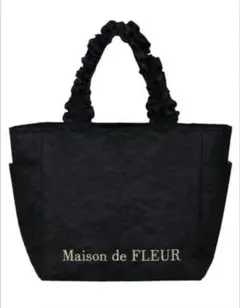 Maison de FLEUR レースサテンフリルハンドルトートバッグ ブラック