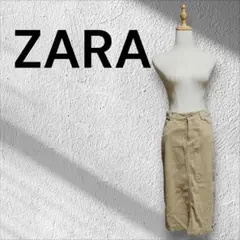 ZARA Z1975 DENIM コーデュロイ スカート ベージュロングスリット