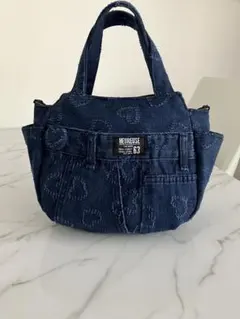 1052 ハート柄デニムリメイクバック　ハンドメイド