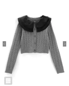 グレーケーブルニットカーディガン