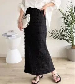 ブラック プリーツロングスカート