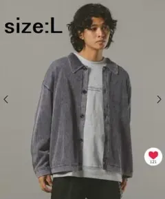 RAGEBLUE ピグメント/透かしシャツカーディガン Lサイズ