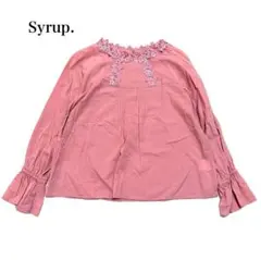 Syrup.【シロップ】フェリシモ 長袖 ブラウス ピンク 刺繍 コットン Lのサムネイル