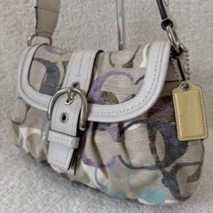 【美品】COACH ショルダーバッグ 肩掛け シグネチャー ソーホー ベージュ系