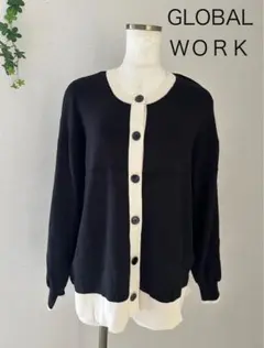 GLOBAL WORK ボタン付きカーディガン