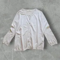 ザラニット　ZARA　クルーネックカーディガン　Ｍ　アイボリー　通勤　羽織り