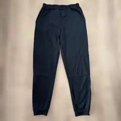 黒のゴムウエスト長ズボン 裏起毛