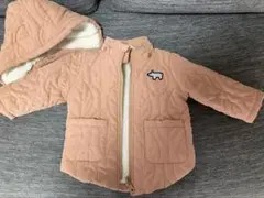 【美品】裏ボアキルティングコート♪ベージュブラウン★80cm ★フード取り外し可