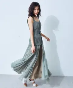 FRAY I.Dチュールスカートタイトドレス （カーキ）