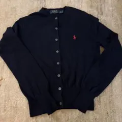 ポロラルフローレン カーディガン ネイビー レディース S 刺繍ロゴ 紺