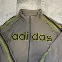 希少 アディダス トラックジャケット ブラウン×ミドリ　センターロゴ 古着