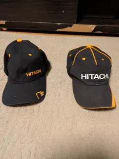 企業　HITACHI キャップ 黒 オレンジ　ユンボ刺繍