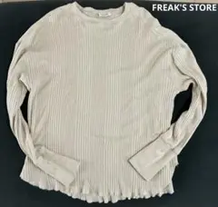 FREAK'S STORE ベージュ リブ　ロンT カットソー