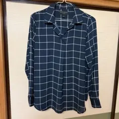 【美品】バナナリパブリック バックボタン ブラウス シャツ ネイビー Sのサムネイル