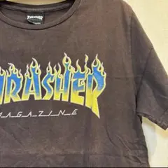 り*ご様 【希少フレイムロゴ ブラウン】THRASHER Tシャツ 茶色