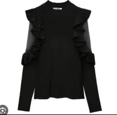 snidel プリーツフリルスリーブニットプルオーバー　スナイデル