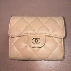 CHANEL 三つ折り財布 マトラッセ ピンクベージュのサムネイル