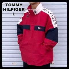 【刺繍ロゴ】古着　セーリングジャケット　トミーフィルフィガー　フード付き　L
