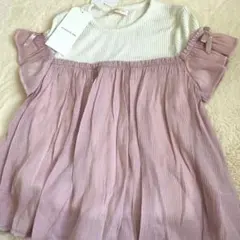 《新品》ダク付き　チュール　Tシャツ　半袖　ピンク　レトロガールミニ　120