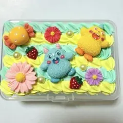 ★ホイップデコ★小物入れ（大）モンスターズ　黄緑＆イエロー　ハンドメイド