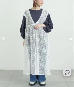 チュール刺繍前後2WAYノースリワンピース