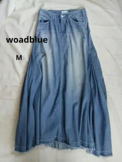 woadblue ウォードブルー デニムマキシ フレア スカート カットオフ М