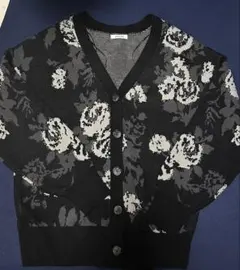 INGNI 花柄カーディガン ブラック/グレー