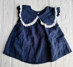 juo ビック襟ノースリーブブラウス　 100cm ネイビー