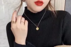 裏起毛 タートルネック ハイネック ニット セーター リブ 無地 厚手　送料無料