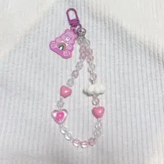 ダイソー　ケアベア　Care Bears ビーズストラップ キーホルダー ピンク