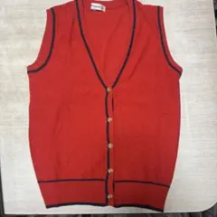 レトロニットベスト レッド Vネック