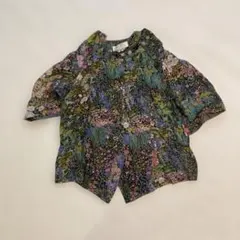 used vintage hand paint風　Flower柄　ブラウスのサムネイル