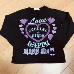 長袖Tシャツ110cm/黒ハートロゴ/ロンT