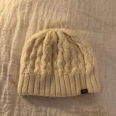 LLBean ケーブル網　ニット帽　クリーム色