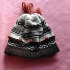 【美品】ファミリア　ニット帽　ブラウン系　S