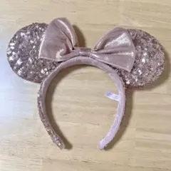ディズニー　カチューシャ　スパンコール　ミニー　リボン