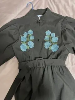 ジュエティ　jouetie フラワーチャイナワンピース　黒