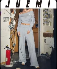 JUEMI EMB Crease Sweat Pants 定番ヘザーグレー