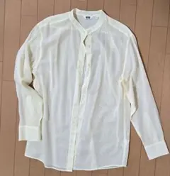 UNIQLO バンドカラー レディー長袖シャツ Mサイズ イエローカラ 美品
