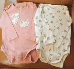 H&M ウサギと花柄ロンパース2枚セット