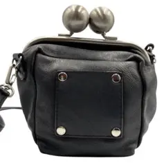 【美品✨】カワカワ　がま口バッグ　ショルダー　本革　ブラック kawa-kawa カワカワ がま口ショルダーバッグ 黒 ブラック 日本製 本革