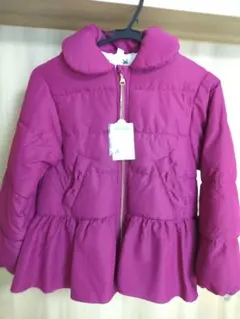 フリル付きダウンコート 140cm　赤紫ピンク