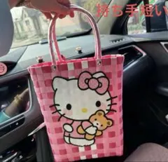 Hello kittyハローキティ かごバッグ 水色　黒　ピンク